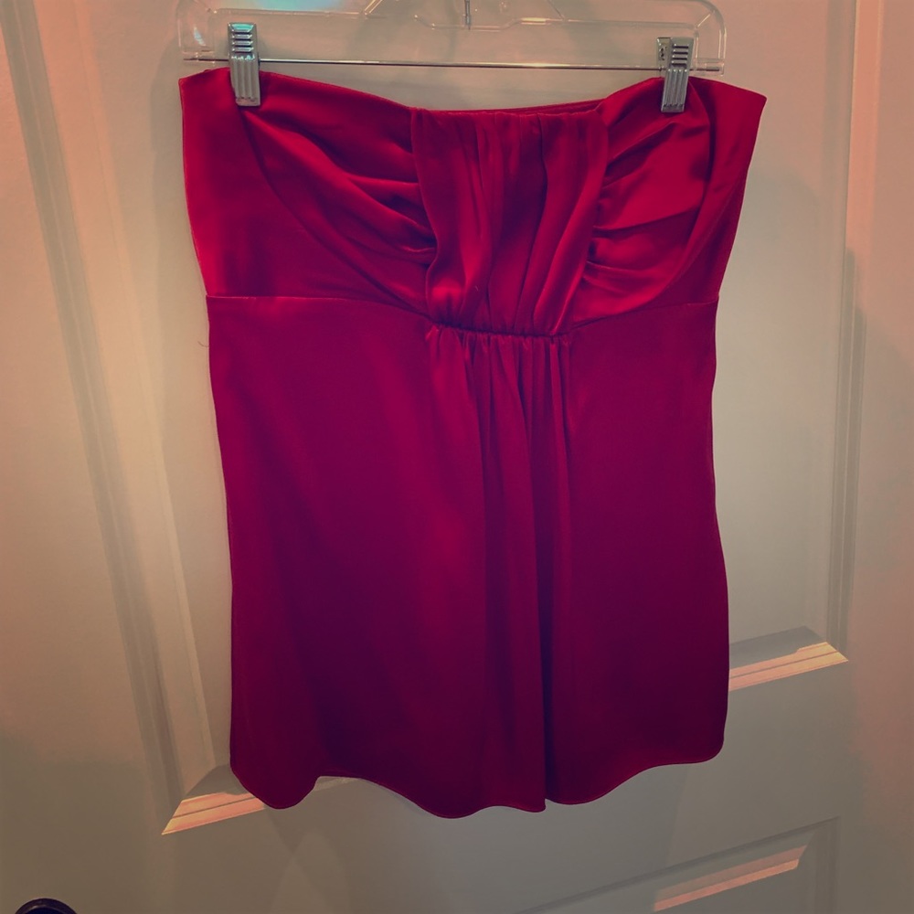 Silk Red Strapless blouse